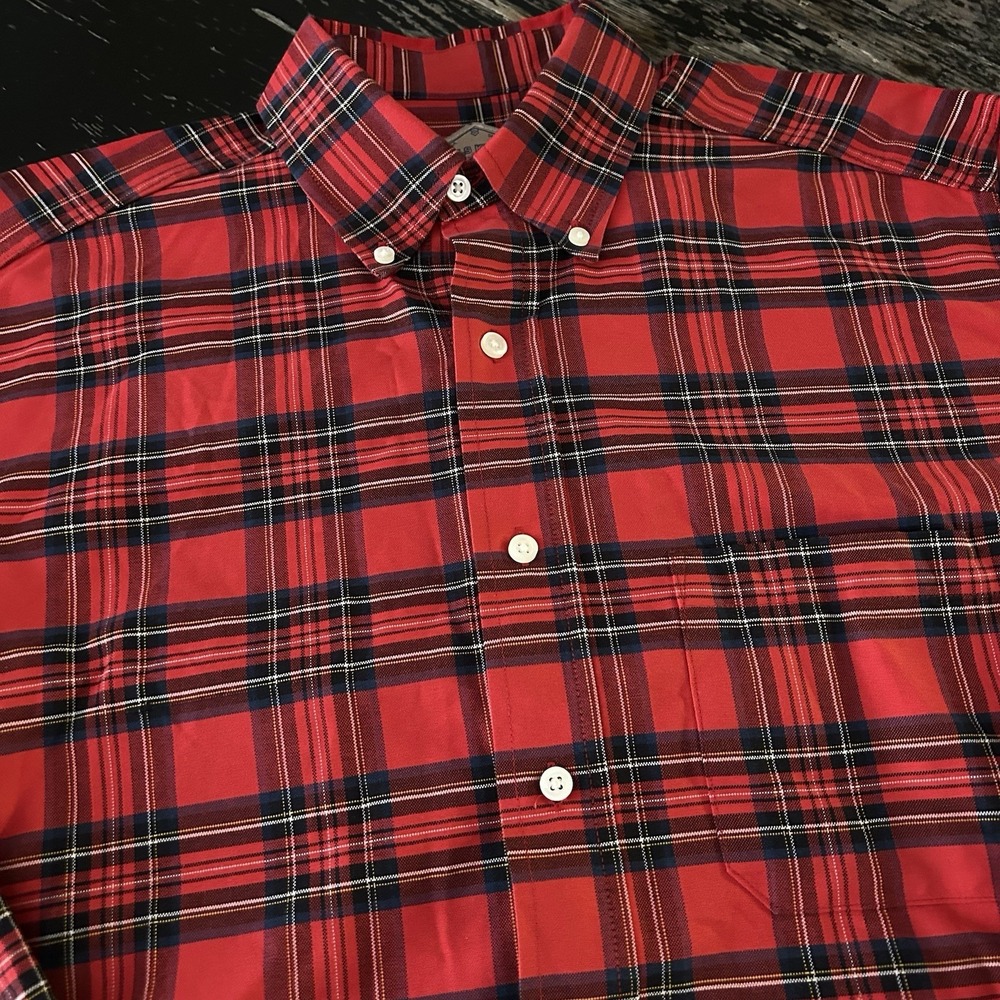 BILLS KHAKIS Shirt Mens M Plaid Oxford Cloth Woven Classic Fit Button Down USA